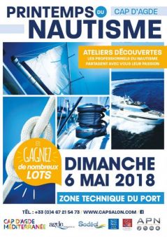 Retrouvez-nous au Printemps du nautisme le dimanche 6 mai 2018 de 10H à 17H au Cap D'Agde !