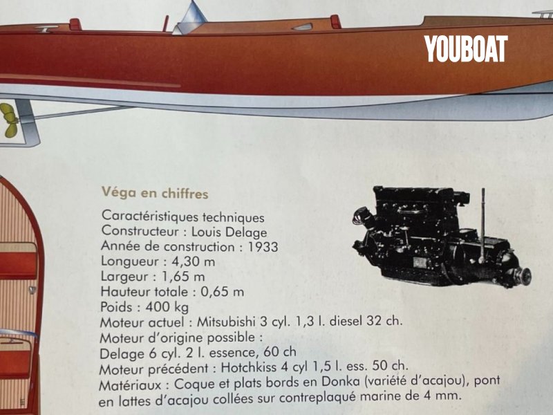 Delage Canot Automobile Vega - 32ch Mitsubishi (Die.) - 4.3m - 1935 - 49.900 €