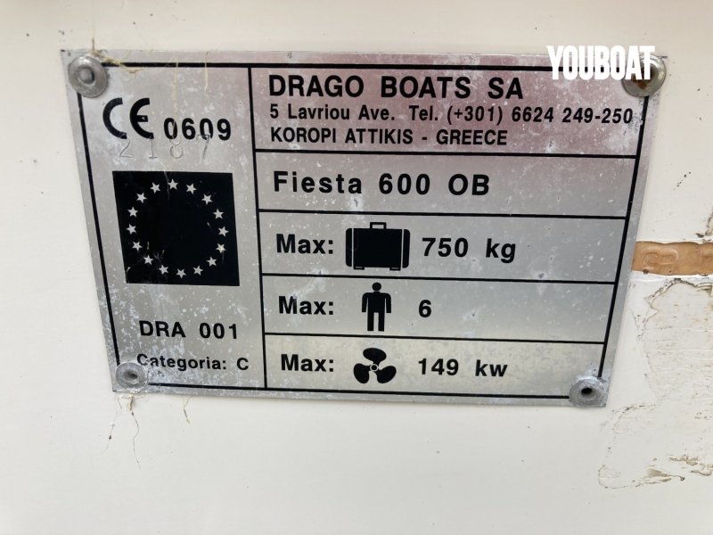 Drago Fiesta 600 - 115ch EFI - 4 temps Injection Mercury (Ess.) - 5.61m - 2003 - 14.900 €