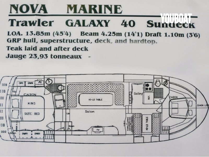 Novamarine Galaxy 40 - 2x375ch Caterpillar (Die.) - 13.85m - 1988 - 95.000 €