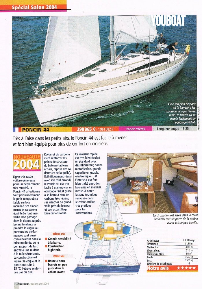 Poncin Yachts Diva 44 - 55ch Volvo (Die.) - 13.27m - 2004 - 135.000 €