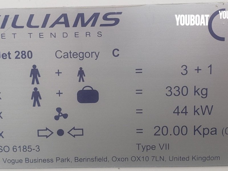 Williams Performance Tenders 280 Minijet - 60ch ROTAX (Ess.) - 2.8m - 2017 - 21.900 €