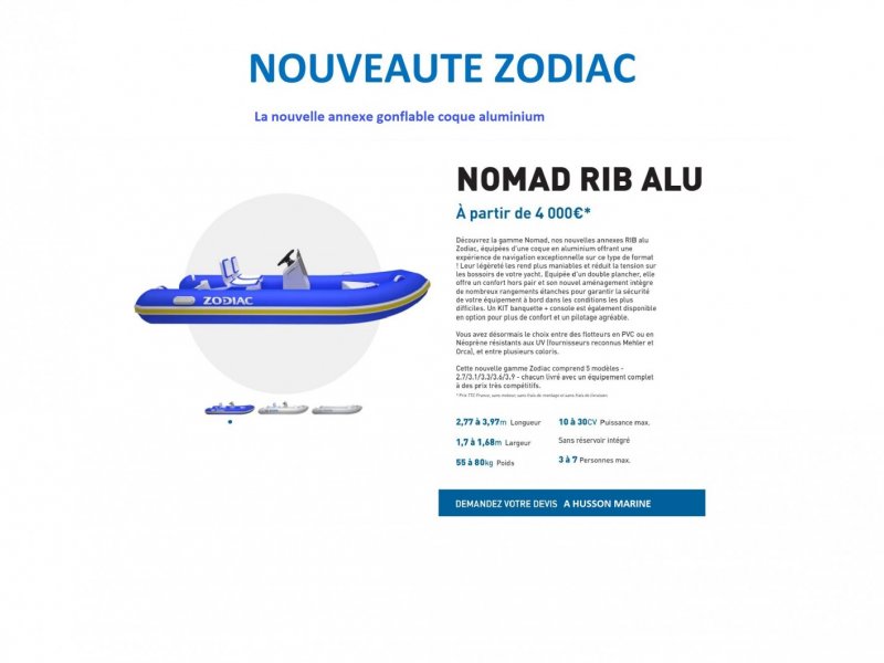 Zodiac Nomad 2.7 Rib Alu Pvc - - - 2.77m - 3.190 €