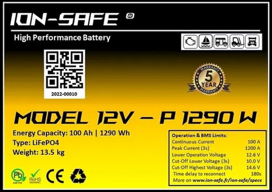 Batterie Lithium de Propulsion 12V - Ion Safe à vendre par 